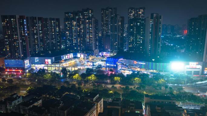 深圳横岗麟恒广场夜景车流延时