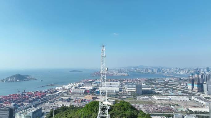 深圳小南山公园气象监测航拍信号微波发射塔