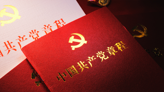 4K红色党政党建活动宣传党徽党章标志