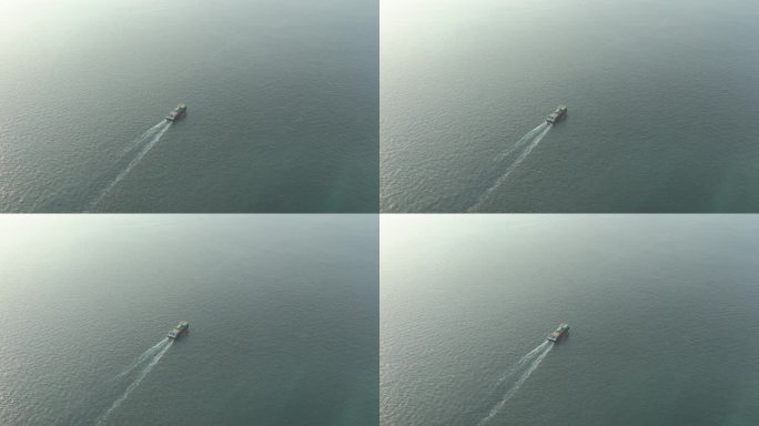 俯拍海洋船只俯视货轮俯瞰轮船航行远洋运输