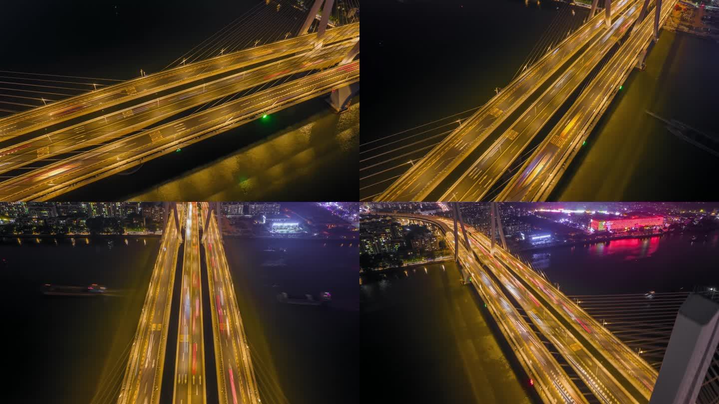 【4k可商用】广州洛溪大桥夜景延时