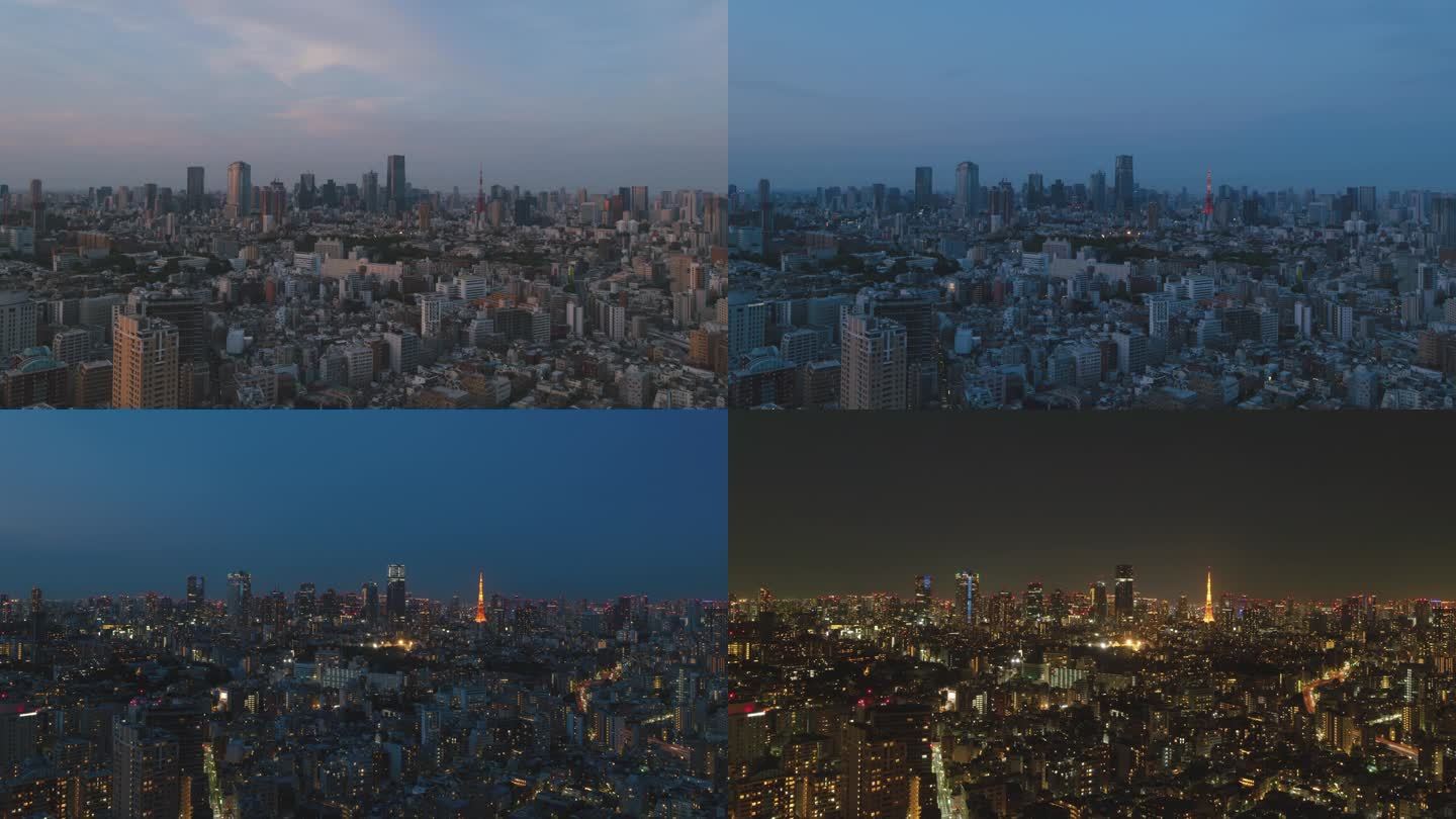 延时摄影-东京城市景观日到夜景塔大都会日本FIX