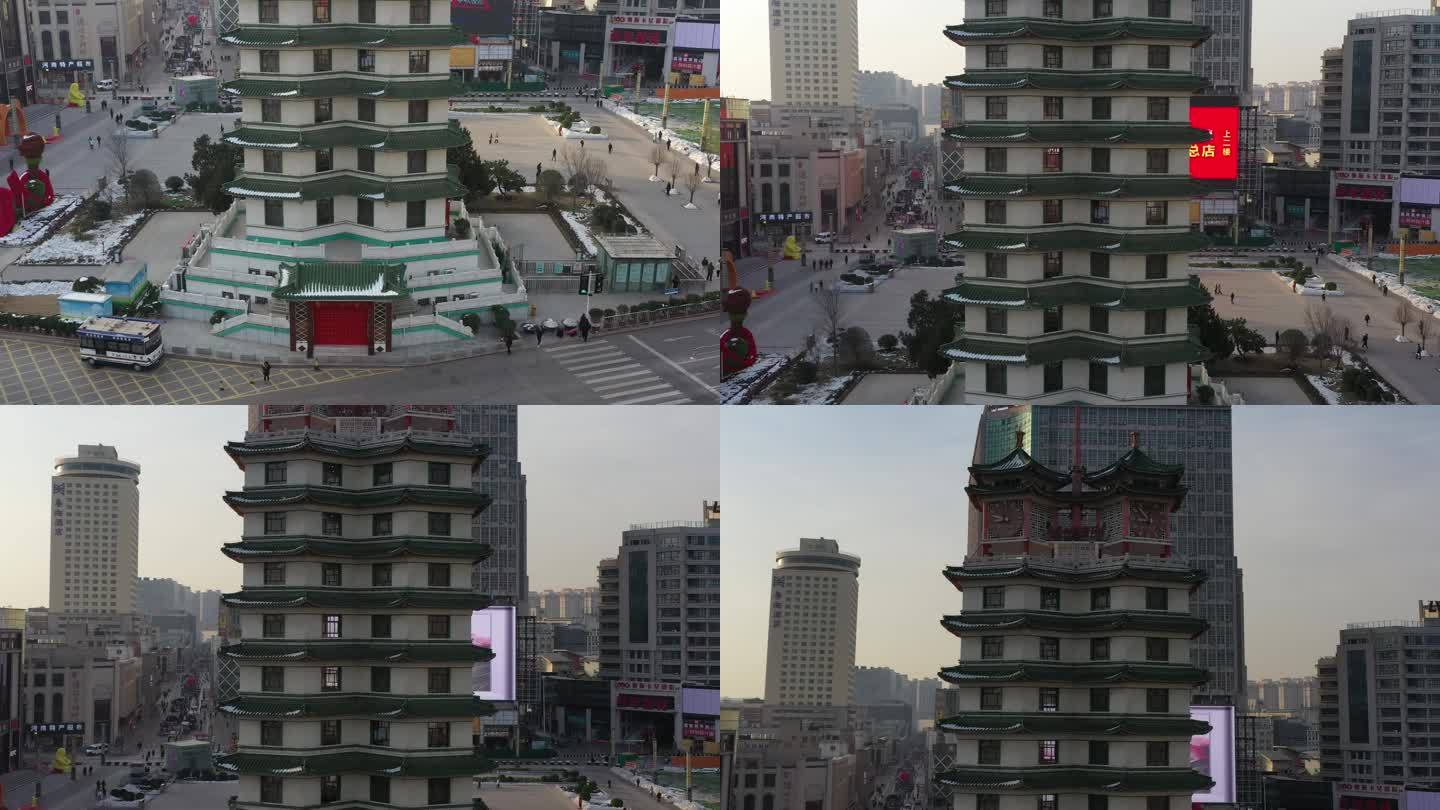 4K原素材-航拍郑州二七纪念塔、二七广场