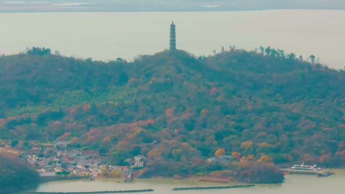 航拍巢湖峔山岛