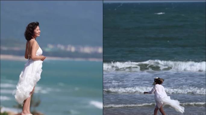 美女海浪 阳光沙滩海浪