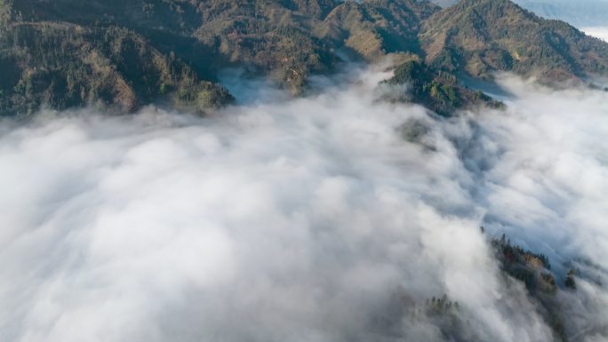 唯美大气广袤山川大地云雾云海航拍延时