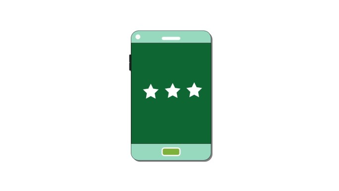 智能手机屏幕上有三星评级，客户反馈概念孤立的图标在白色背景上动画。