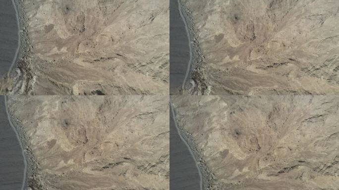空中180度旋转无人机拍摄的落基沙漠山在红海，非洲