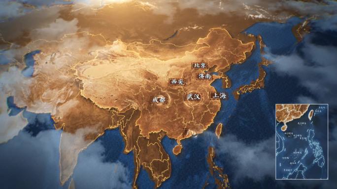 复古中国地图城市标注AE工程