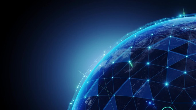 科技地球全球化网络。蓝线数据。