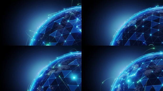 科技地球全球化网络。蓝线数据。