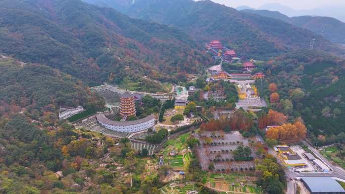 浙江绍兴会稽山大禹陵景区航拍越城区风景大