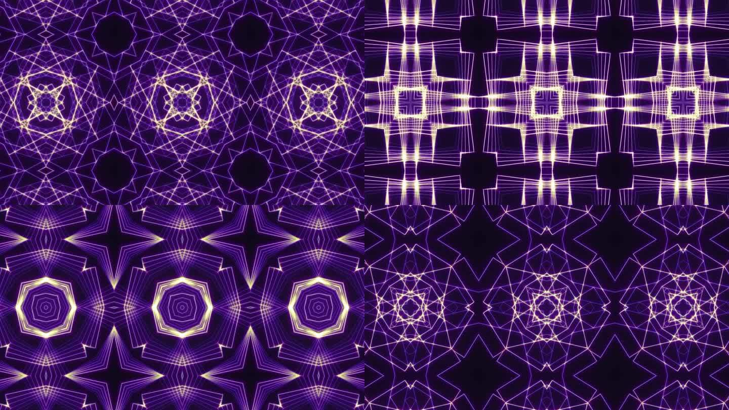 神圣几何，紫色万花筒图案，变形形状，派对视觉效果，无缝VJ循环