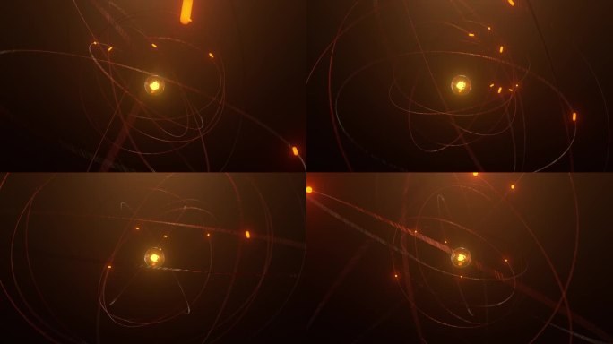 橙色原子概念发光的质子中子原子核