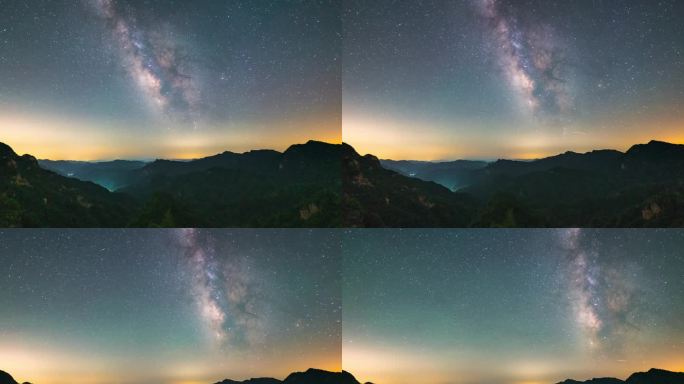 群山中的银河延时摄影