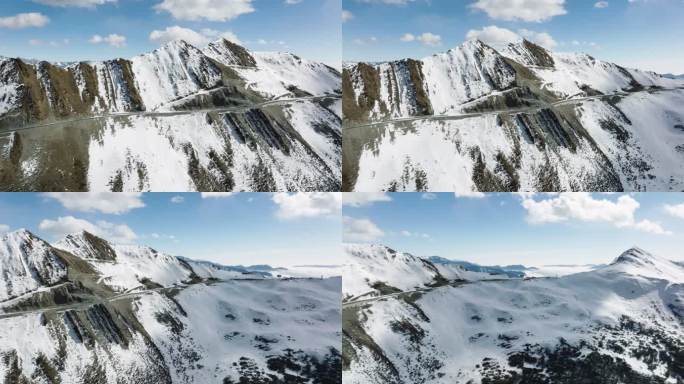 航拍夹金山云海风景川西高原雪山