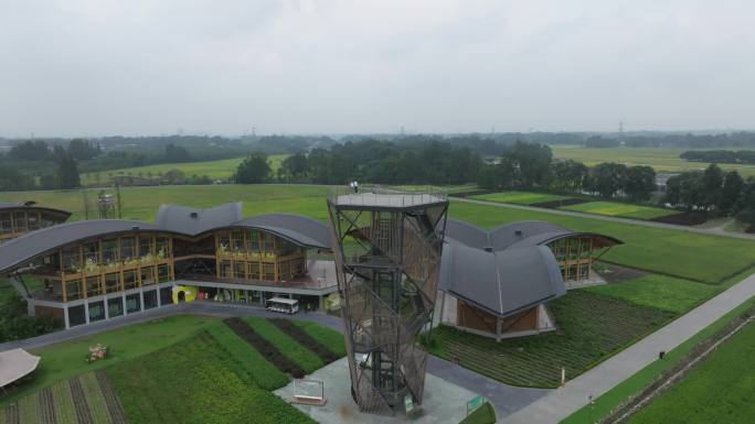 4K天府农博园航拍 观光塔