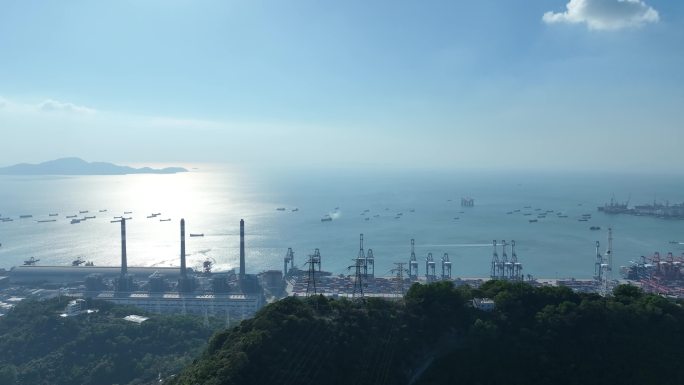 深圳小南山航拍港口集装箱前海湾保税港区