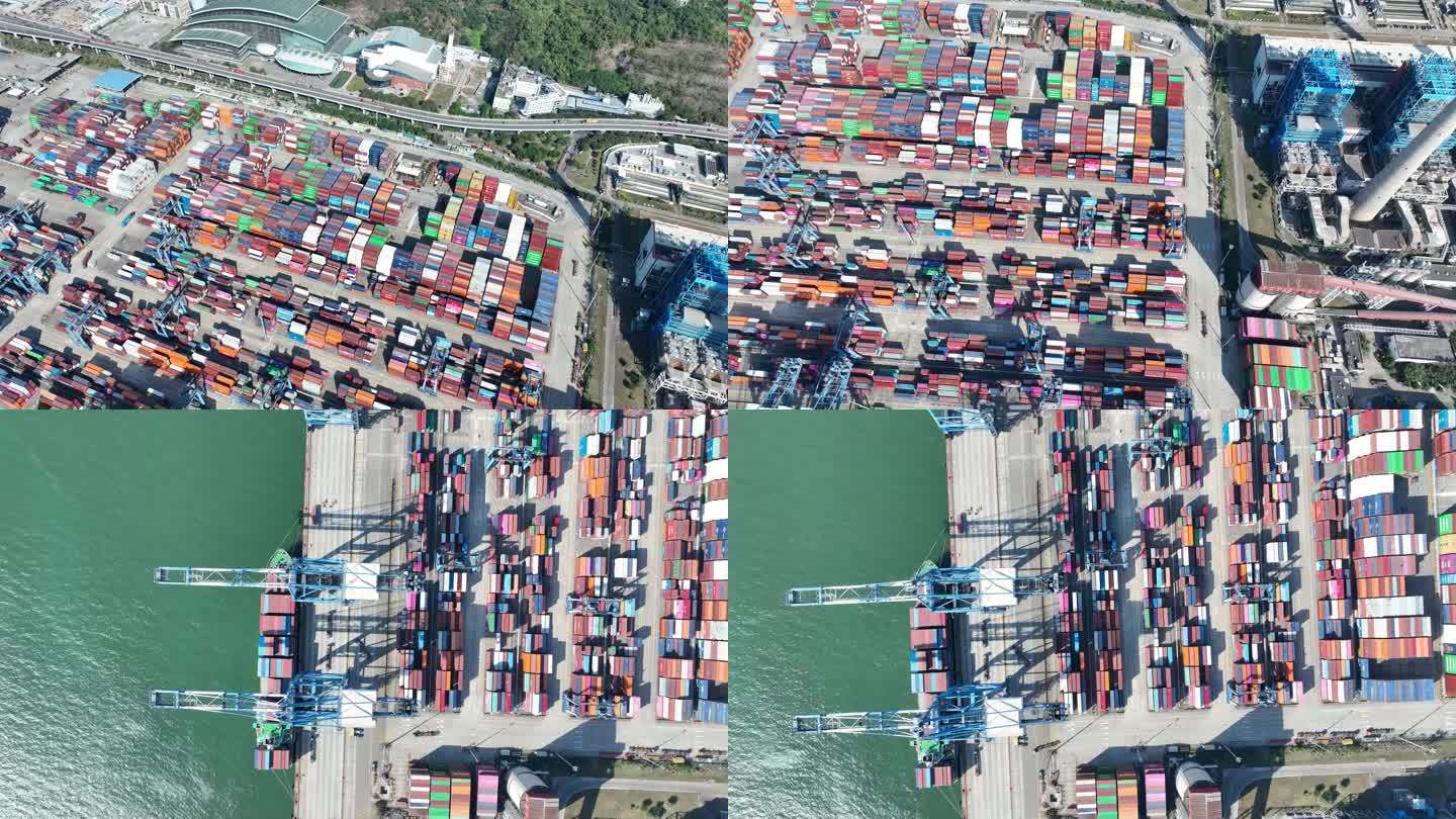 深圳前海湾航拍港口集装箱前海湾保税港区