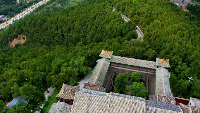 4K空中俯瞰蒲县东岳庙 寺庙 航拍 素材