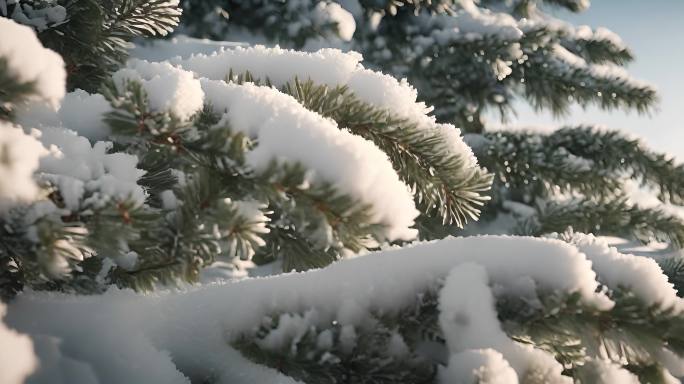 树上积雪冬天雾凇雪景逆光自然风光唯美风光