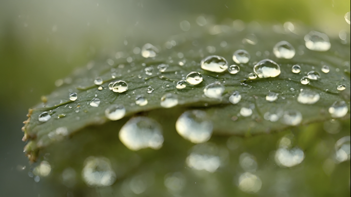 雨滴雨水下雨森林大自然山水流水