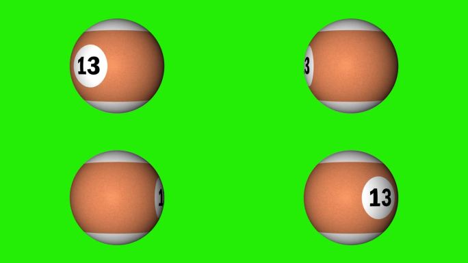 3D动画斯诺克橙色白色号码13球与色度键可移动的背景