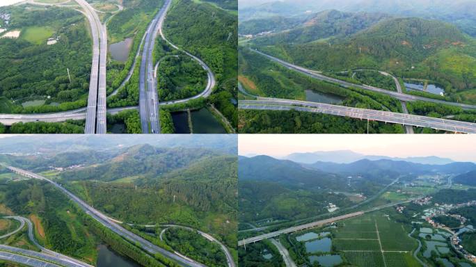高速公路航拍城市快速路国道交通枢纽