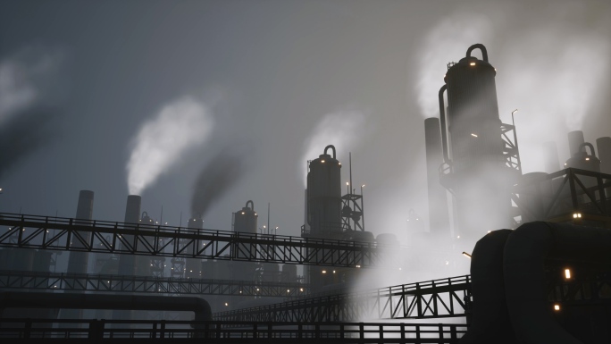 工厂烟囱废气排放大气污染碳排放化工厂