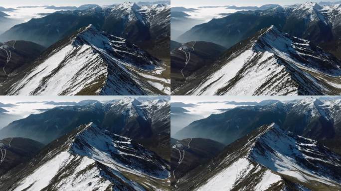 航拍冬季夹金山风景川西高原雪山景色迷人