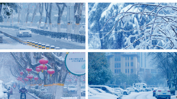 唯美城市雪景 下雪素材