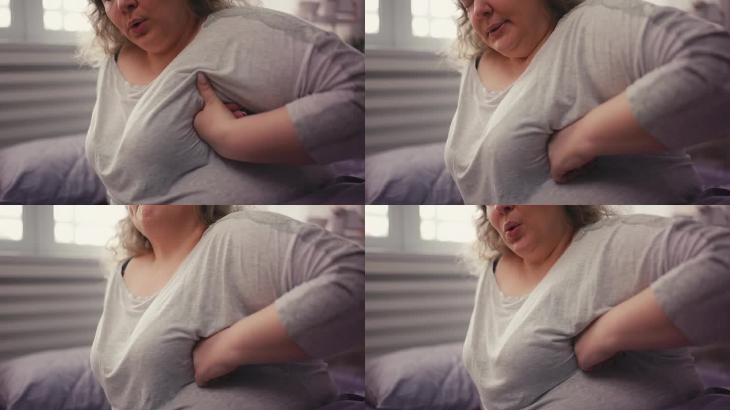 超重女性患有乳房疼痛、乳腺炎疾病、激素紊乱