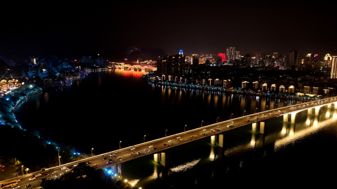 柳州夜景 柳州航拍 窑埠古镇夜景航拍