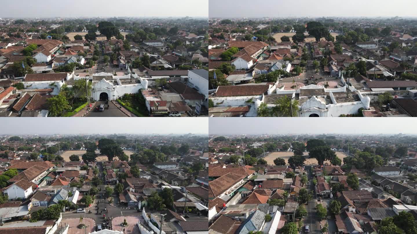 无人机拍摄或鸟瞰图，Plengkung gading或Plengkung Nirbaya是日惹皇宫门
