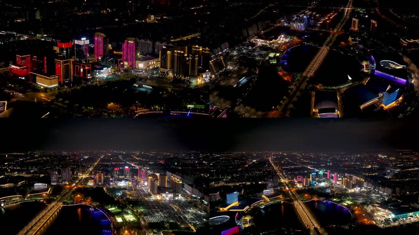 扬州西区京华城商圈夜景航拍