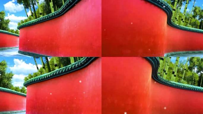 冬天红墙竹子视频之二4K宽屏