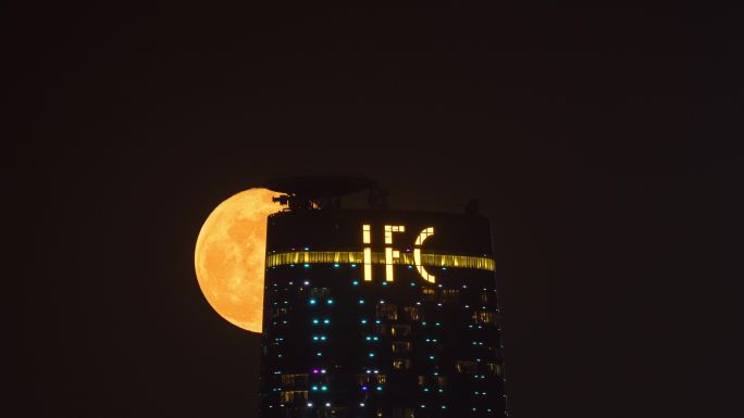【4K】广州IFC西塔月亮延时