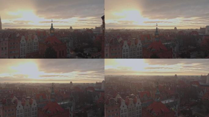 夕阳在格但斯克的高楼上，波兰