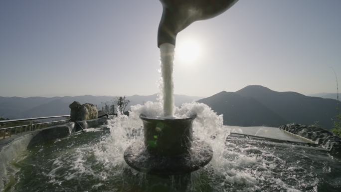 咸宁通山龙隐山景区龙隐山天壶喷水慢动作