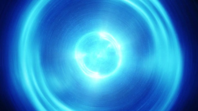 强烈的脉冲蓝色球体和环，理想的高bpm VJ循环。三维渲染