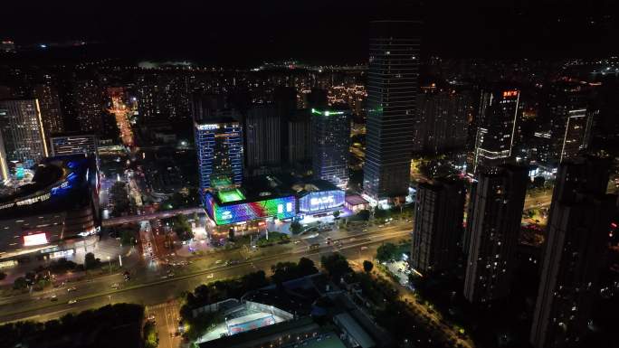 福建省福州市晋安区东二环泰禾广场夜景航拍