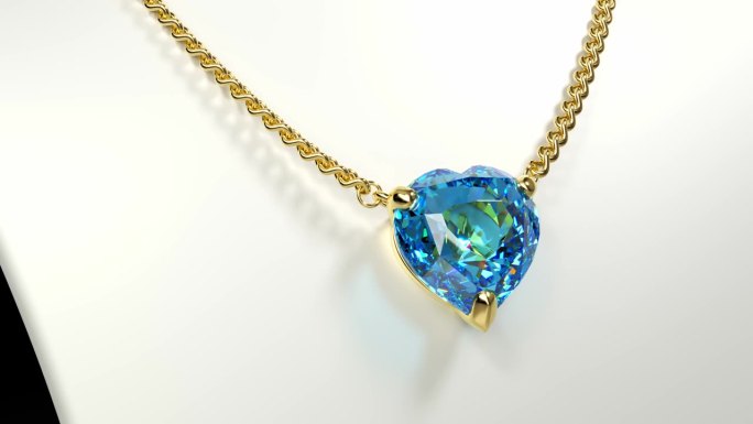镶着蓝色宝石的金项链