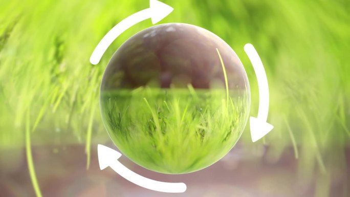概念阳光自然循环保护生态系统复制空间球体无缝循环环境动画背景。