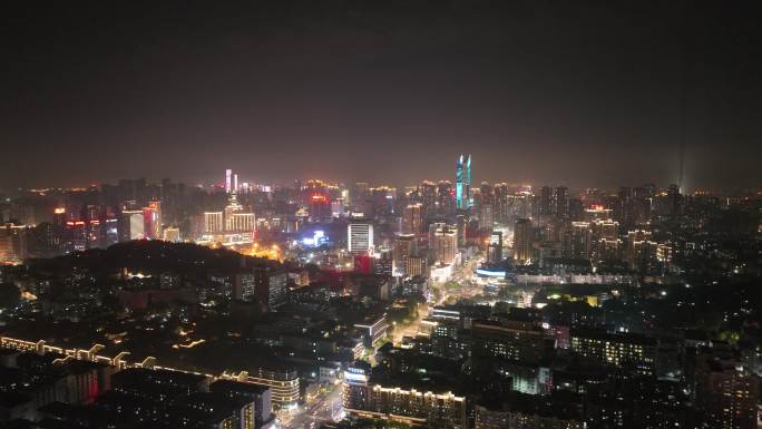 福州市鼓楼区主城区白马河城市大景夜景航拍