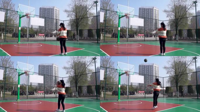女孩玩篮球