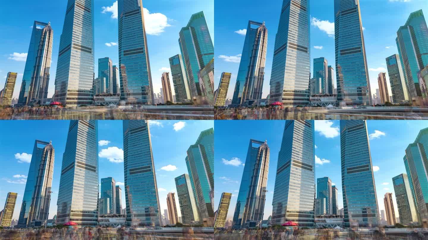 上海高楼大厦人群延时
