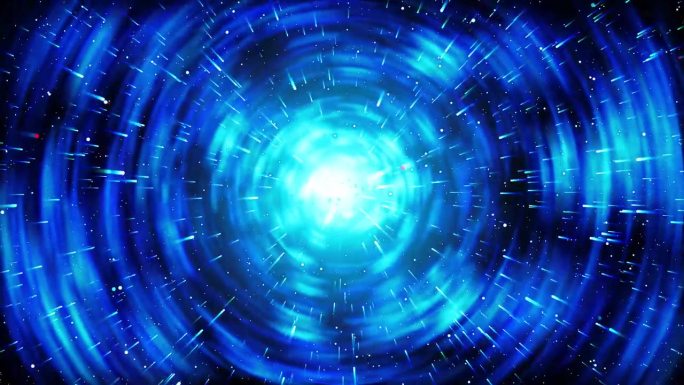 超空间和星系在深洞宇宙中穿越恒星。加速和减速超空间跳跃与蓝色漩涡星系。
