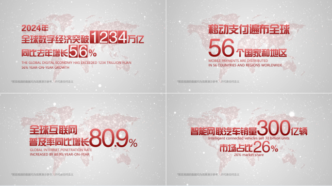 世界地图简洁红色企业数据