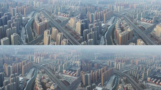 4K原素材-航拍郑州管城回族区全貌