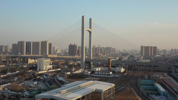 4K原素材-航拍京广线郑州北站农业路大桥